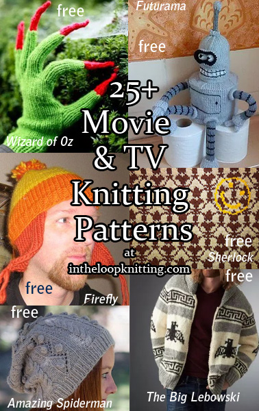 Assorted Movie and TV Knitting Patterns. A grab bag of various knitting patterns inspired by movies and tv series. I have several other posts that focus on individual movies and tv shows.  Most patterns for free.