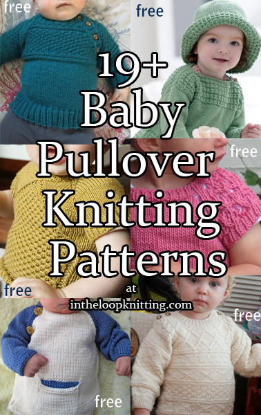 Easy-On Pullovers for Babies and Children Knitting Patterns. Knitting patterns for baby pullover sweaters that have buttons at the shoulders, neckline, or yoke so they easily slip over baby’s head.