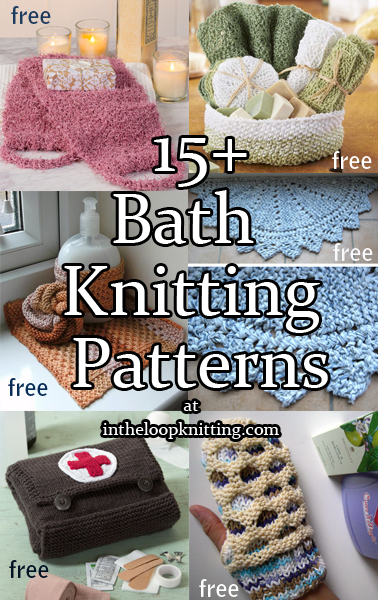 Knitting Patterns for the Bath. These knitting patterns for spa sets, bath mitts, and other bath and powder room decor make great gifts for bridal showers, housewarmings, holidays, and more. Most patterns are free.