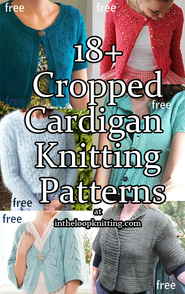 Cropped Cardigan Knitting Patterns. Knitting patterns for cropped cardigans, boleros, jackets with short and long sleeves. Most patterns are free.