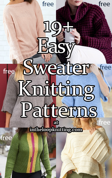 Easy Sweater Knitting Patterns. Patterns for pullovers, cardigans and vests that have been rated easy by their designers and/or your fellow knitters. Most patterns are free.