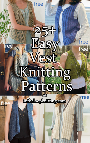 Easy Vest Knitting Patterns.  Most patterns are free.
