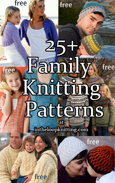Family Knitting Patterns. 
These matching patterns make perfect sets for mother and daughter, father and son, or the whole family! And, if you’re just looking for a single project, these patterns cover a wide range of sizes from newborn to adult men!  Most patterns are free.