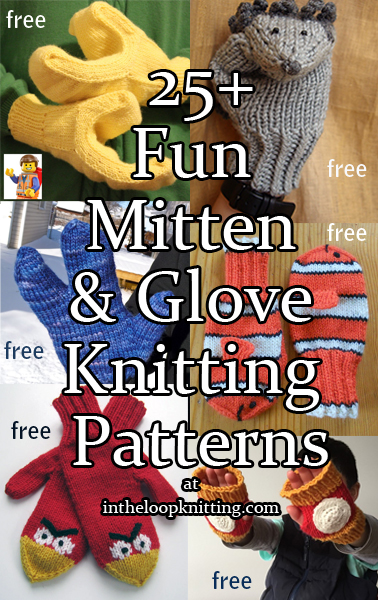 Fun Mitten and Glove Knitting Patterns. Novelty mittens, gloves, and mitts that can be worn for costumes or fun. Most patterns for free.