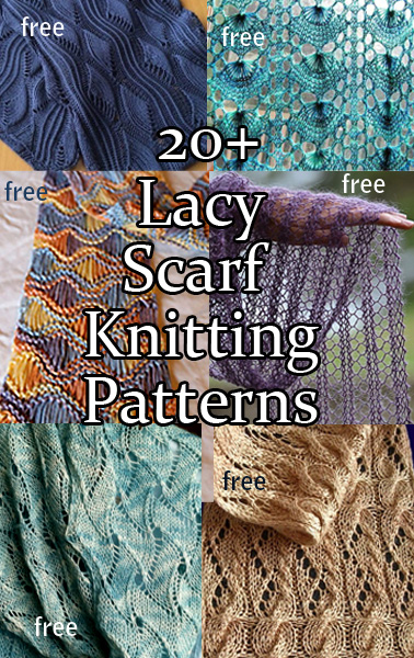 Lace Scarf Knitting Patterns. Knitting projects for scarves knit with lace stitches. Many of the patterns are free. Updated 8/13/2022