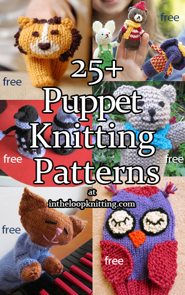 Puppet Knitting Patterns. Knitting patterns for finger puppets and hand puppets. Most patterns are free. 