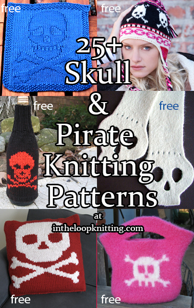 Pirate, Punk, and Other Skull Motif Knitting Patterns - Want a versatile fashion choice? Try a skull and crossbones! This fun, expressive motif can mean pirate or punk or poison, Halloween or Dia de los Muertos or everyday goth accessory. I’ve also included a few other pirate patterns. Most patterns are free.