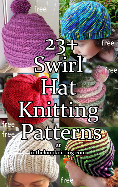 Swirl Hat Knitting Patterns. 
These  hats feature swirling or spiral stitch patterns. Most patterns are free. Updated 6/6/23