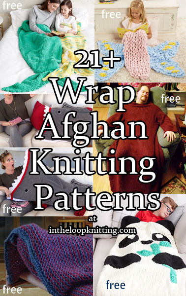 Wrap Afghan Knitting Patterns. Cozy blankets to wrap up in with hoods, sleeves, and snuggle sacks.
