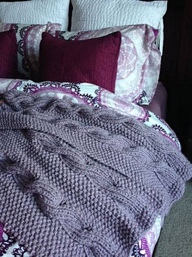 Free Knitting Pattern for Wintry Cable Afghan Reversible Blanket