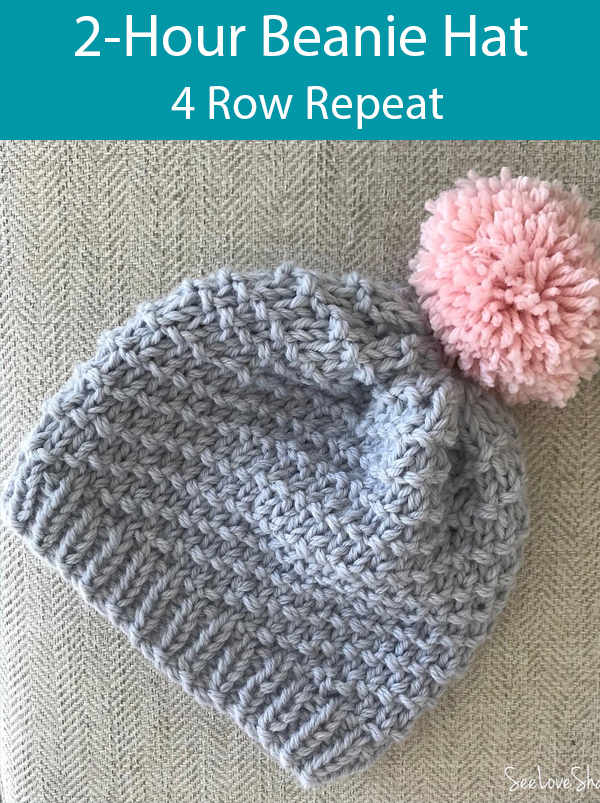 Knitting Pattern for 2-Hour Beanie Hat