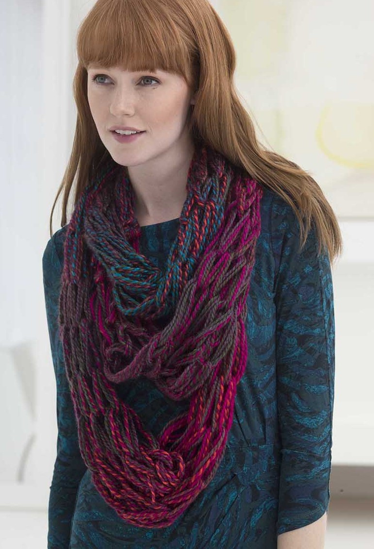 Free Knitting Pattern for 3 Strand Arm Knit Cowl