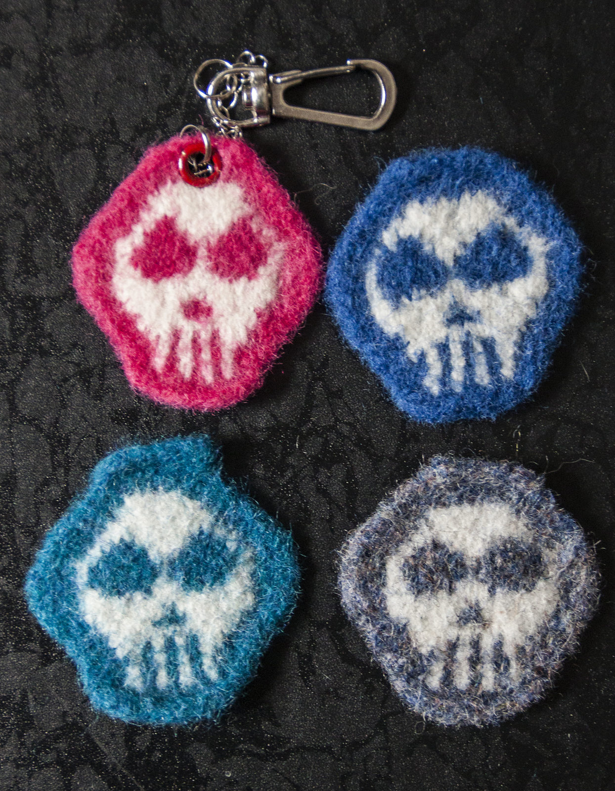 Free Knitting Pattern for Skull Keychain