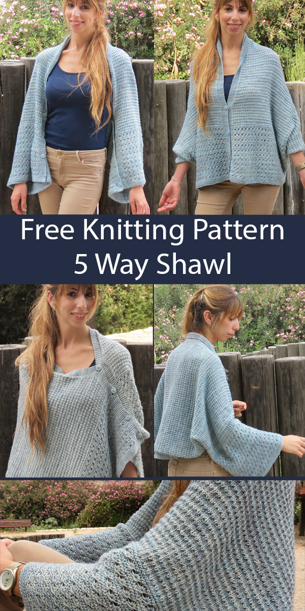 Free Poncho Knitting Pattern 5 Way Shawl Poncho Shrug 