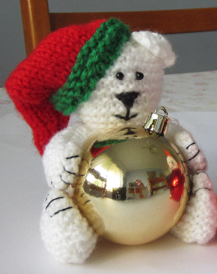 Free Knitting Pattern for Polar Bear and Cat Bauble Ornaments