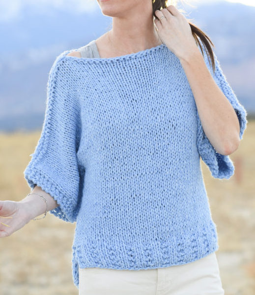 Free Knitting Pattern for Easy Quick Tee Pullover