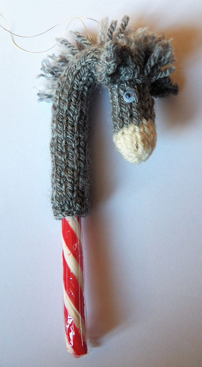 Free Knitting Pattern for Candy Cane Donkey