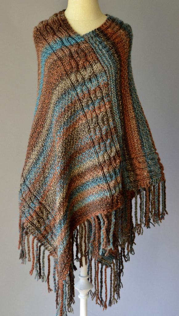 Free Knitting Pattern for Double Cable Poncho