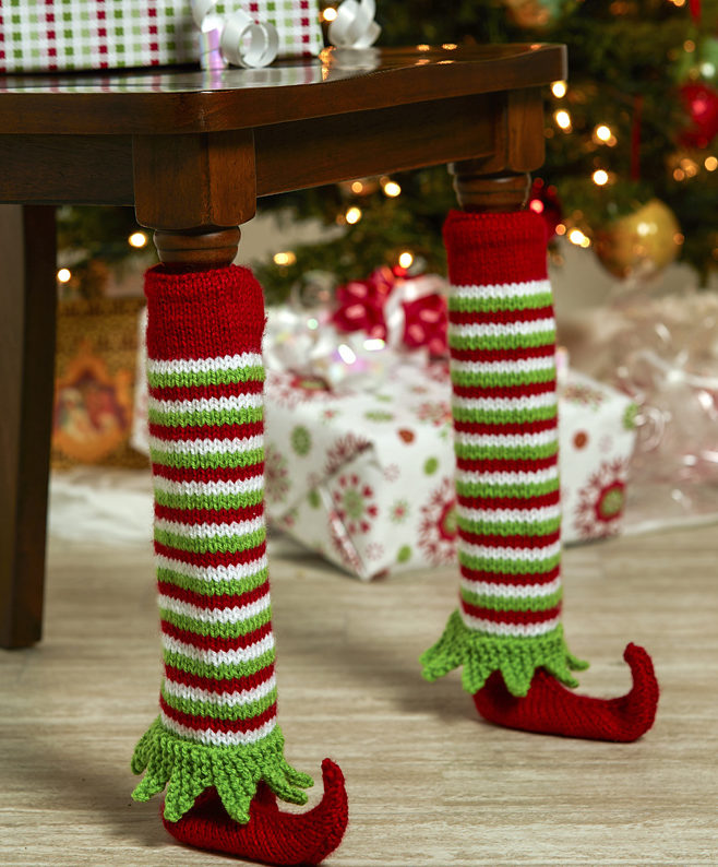 Free Knitting Pattern for Elf Shoe Table Leg Covers