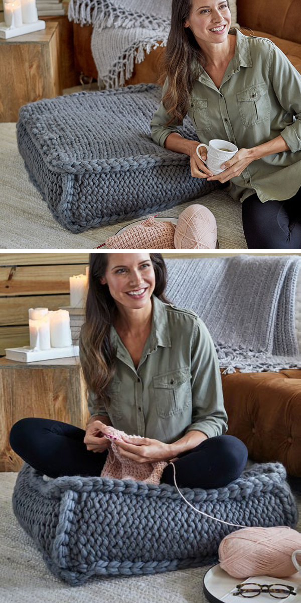Free Knitting Pattern for Easy Extra Seating Floor Pillow