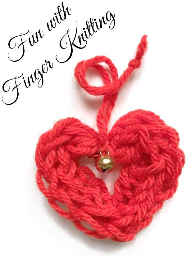 Free Knitting Pattern for Finger Knit Heart Ornament