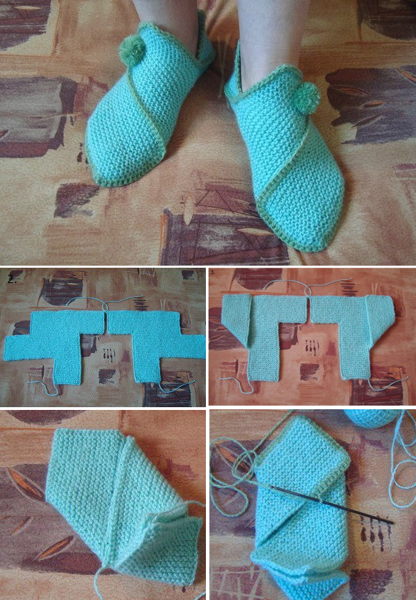 Home Slippers Free Knitting Instructions