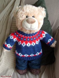 Free Knitting Pattern for Watson's Christmas Jumper for Teddy Bears