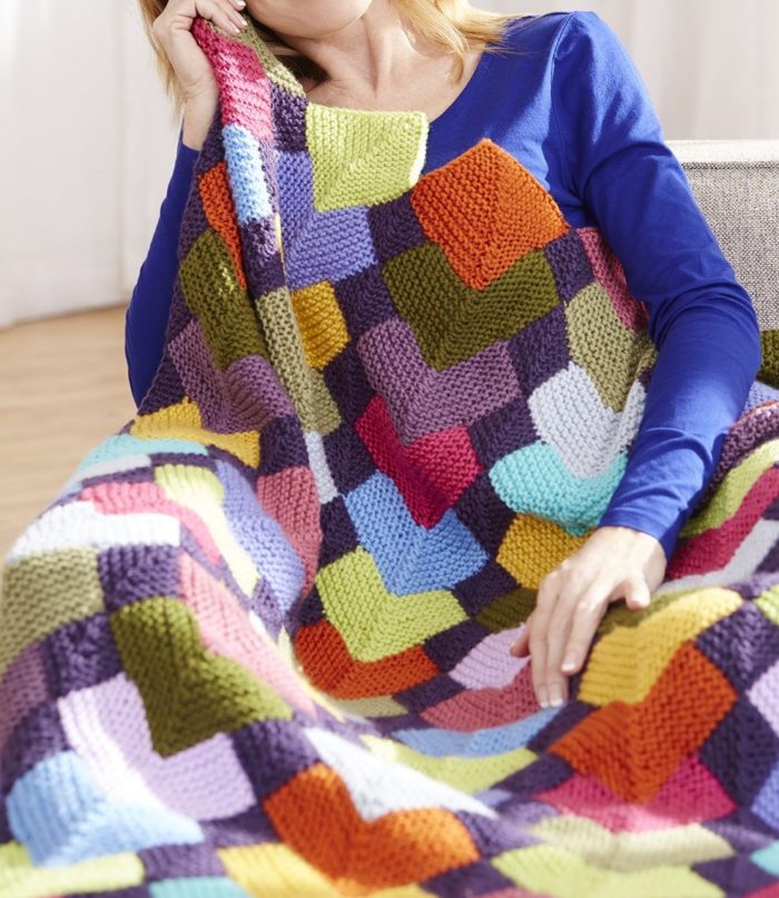 Free Knitting Pattern for Overlapping Squares Afghan
