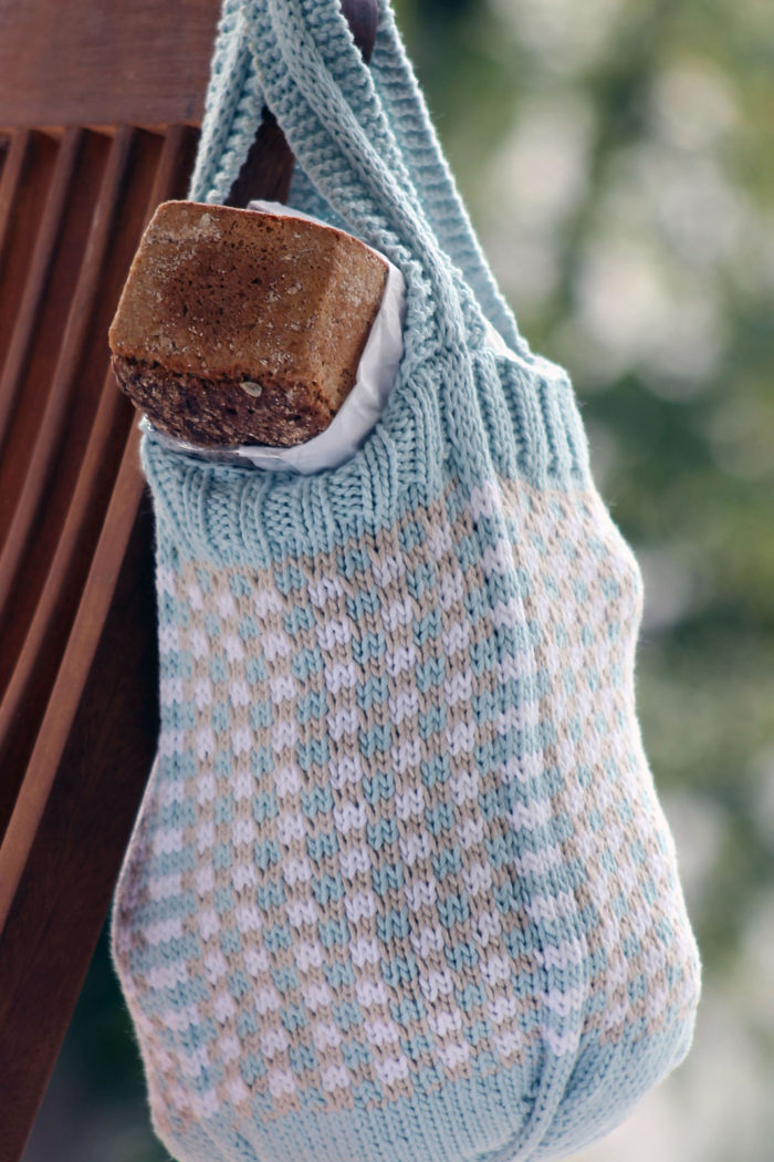 Free Knitting Pattern for Little Check Market Bag