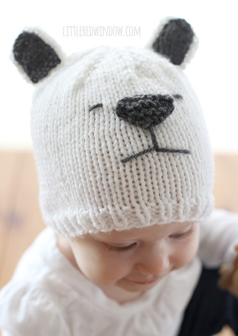 Free Knitting Pattern for Polar Bear Baby Hat