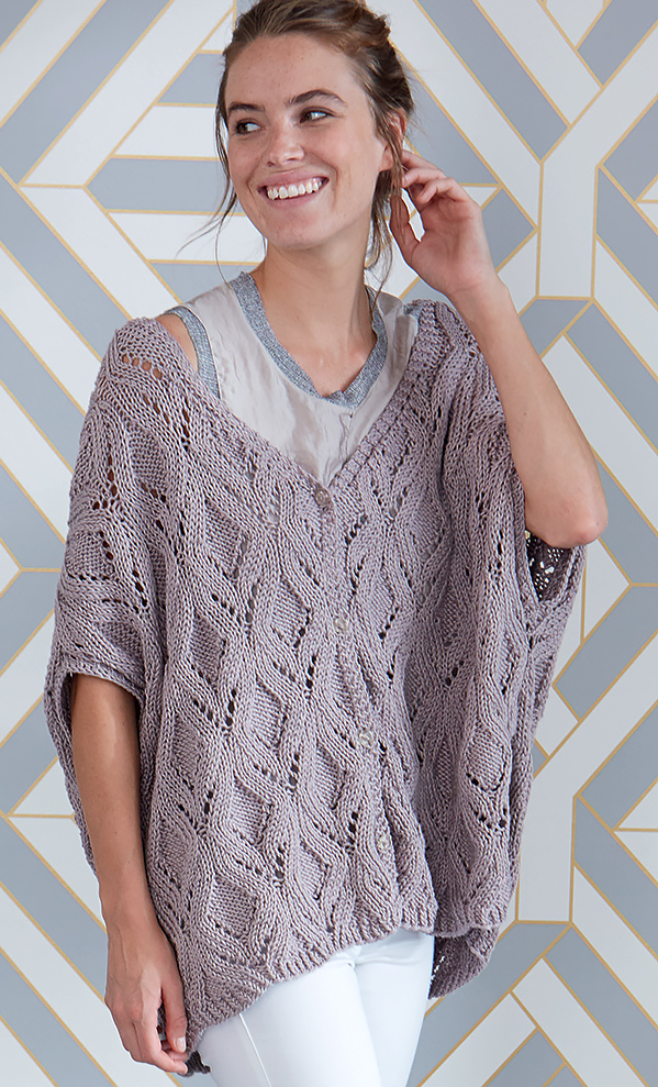 Free Knitting Pattern for Diamond Lace Swoncho