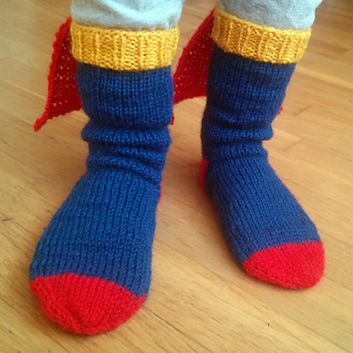 Free knitting pattern for Steely Man Socks - Superman tribute socks