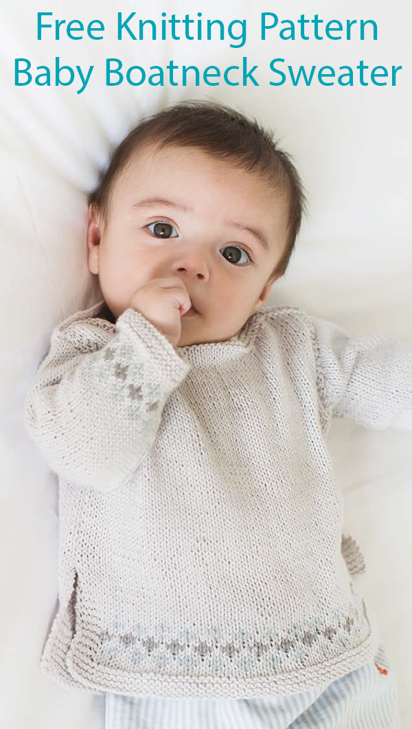 Free Knitting Pattern for Easy Baby Boatneck Sweater