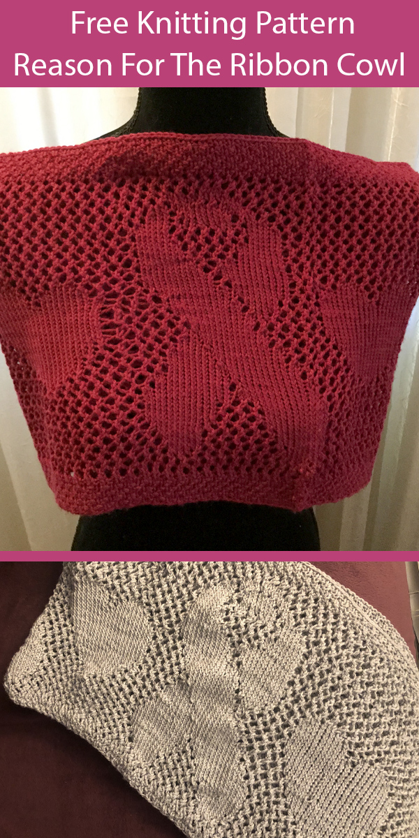Free Knitting Pattern for A Reason For The Ribbon Cowl