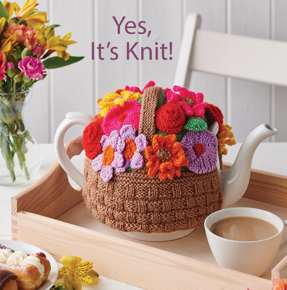 Afternoon Tea A Basket of Flowers Tea Cosy Knitting Pattern