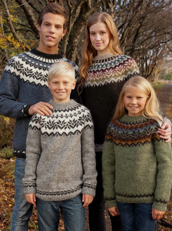 Free knitting pattern for Amaelfi Icelandic Sweater for the Family