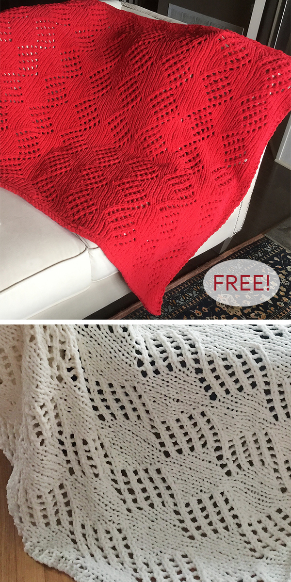 Free Knitting Pattern for Easy Angled Eyelets Blanket