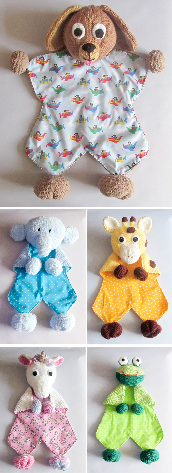 Knit and Sew Patterns for Animal Comfort Loveys