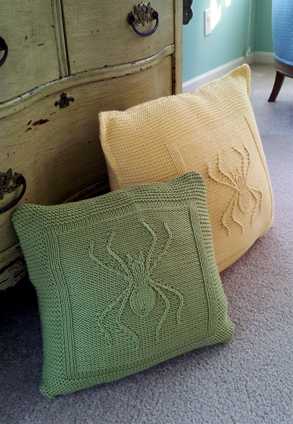 Free Knitting Pattern for Arachnid Throw Pillow