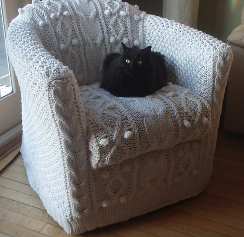 Knitting pattern for aran armchair cover