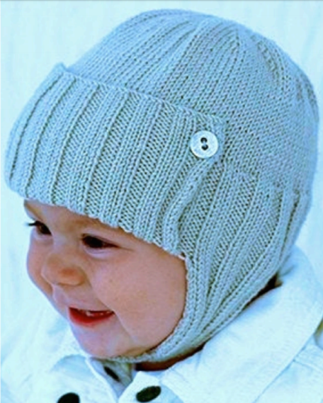 Free Knitting Pattern for Aviator Style Baby Hat
