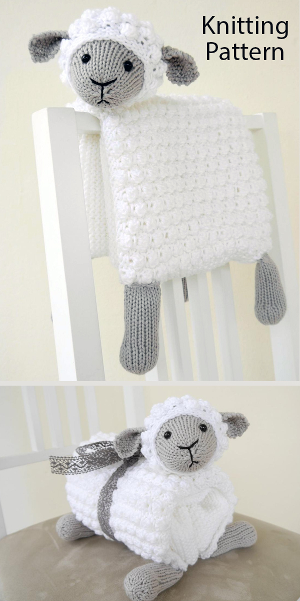 Knitting Pattern for Lamb Lovie Baby Blanket