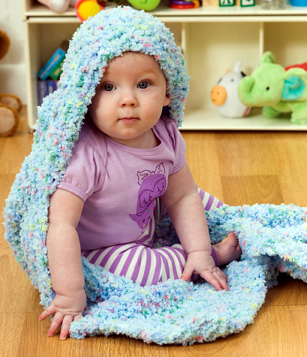 Free Knitting Pattern for Hooded Baby Blanket