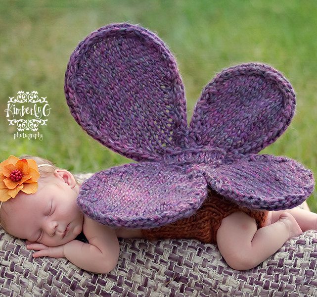 Knitting pattern for Butterfly Wings Baby Photo Prop