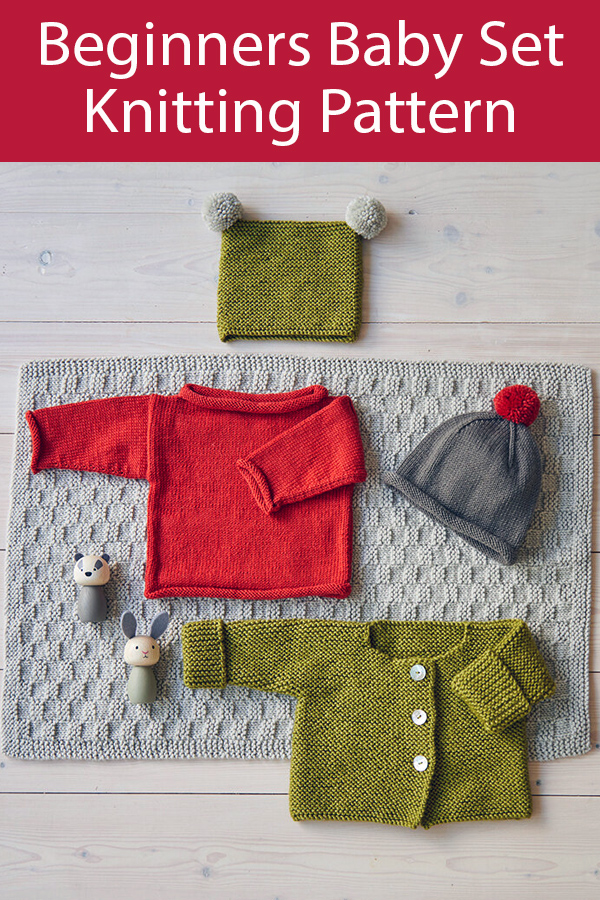 Knitting Pattern for Baby Set for Beginners Jacket, Jumper, Beanie, Hat & Blanket by Debbie Bliss