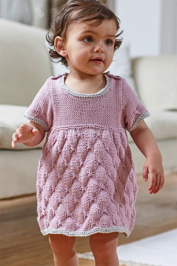 Knitting Pattern for Butterfly Stitch Baby Dress
