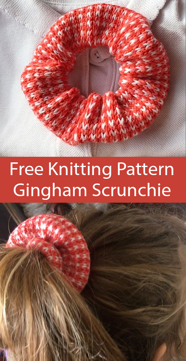 Free Knitting Pattern for Gingham Scrunchie