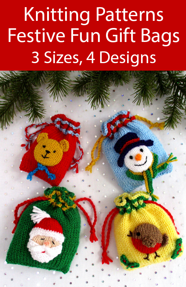 Knitting Pattern for Festive Fun Gift Bags