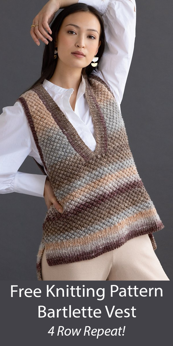Bartlette Vest Free Knitting Pattern 4 Row Repeat