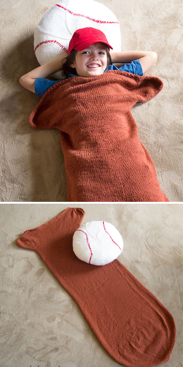 Free Knitting Pattern for Baseball Blanket and Pillow
